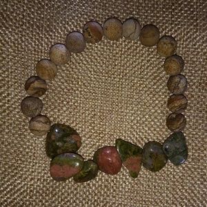 Wood and stone bracelet
